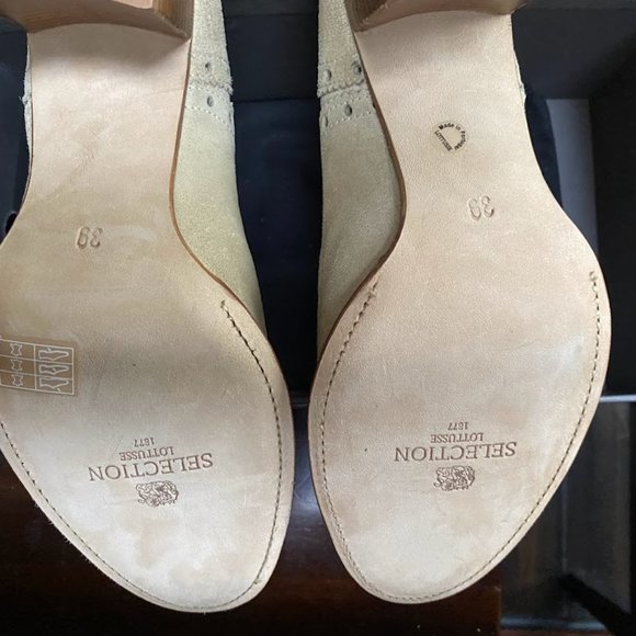 LOTTUSSE SUEDE LACE-UP Derby Oxford Brogues Beige EU 39 US 8.5 - Picture 8 of 11